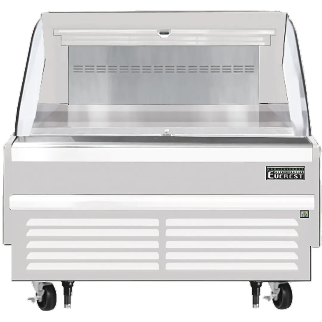 Everest EOMH-48-W-35-S 48" Horizontal Open Air Merchandiser in White, Deck Only, Open Curved, 7.3 cu. ft.