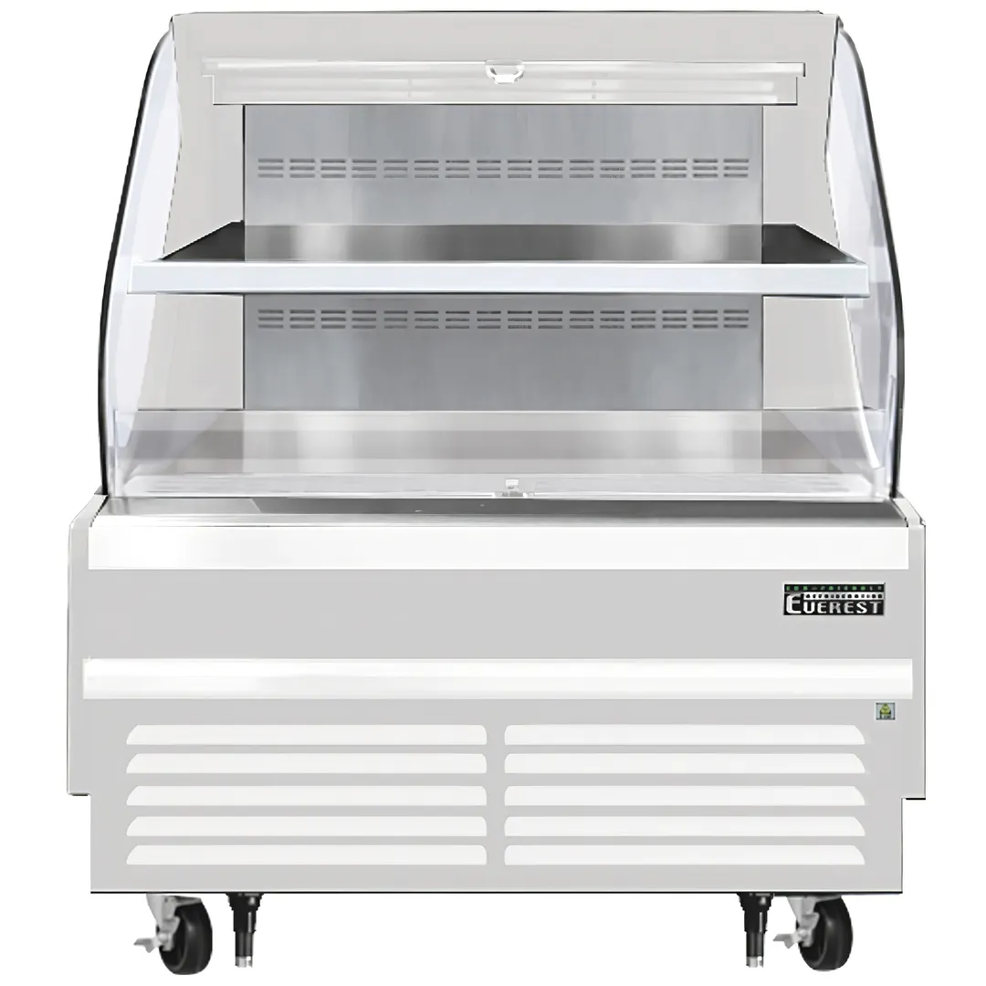 Everest EOMH-48-W-35-T 48" Horizontal Open Air Merchandiser in White, 1 Shelf, Open Curved, 9.7 cu. ft.