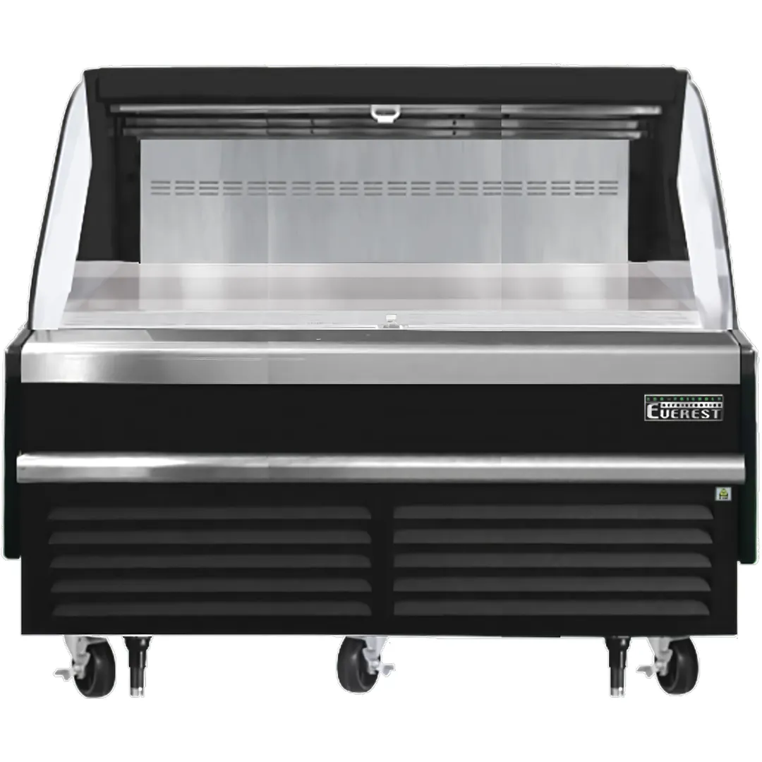 Everest EOMH-60-B-35-S 60" Horizontal Open Air Merchandiser in Black, Open Curved, 9.3 cu. ft.