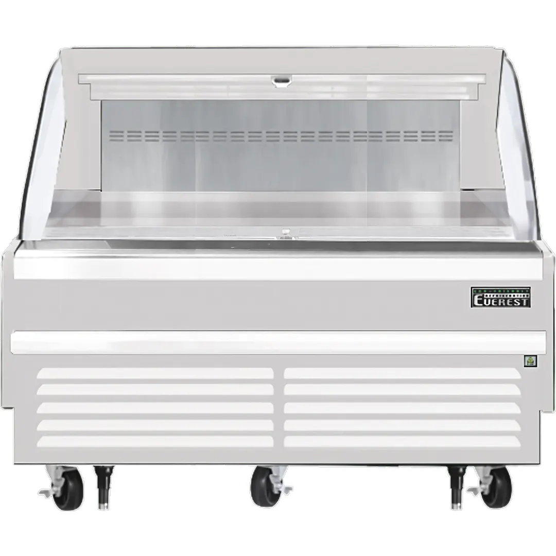 Everest EOMH-60-W-35-S 60" Horizontal Open Air Merchandiser in White, Deck Only, Open Curved, 9.3 cu. ft.