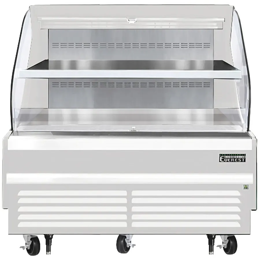 Everest EOMH-60-W-35-T 60" Horizontal Open Air Merchandiser in White, 2 Shelves, Open Curved, 12.3 cu. ft.