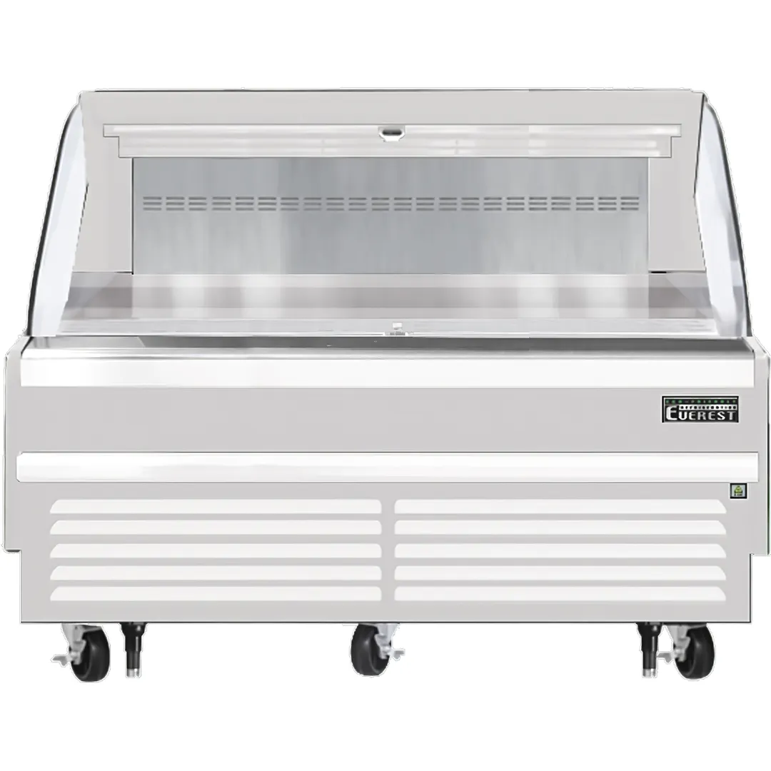 Everest EOMH-72-W-35-S 73" Horizontal Open Air Merchandiser in White, Deck Only, Open Curved, 11.4 cu. ft.