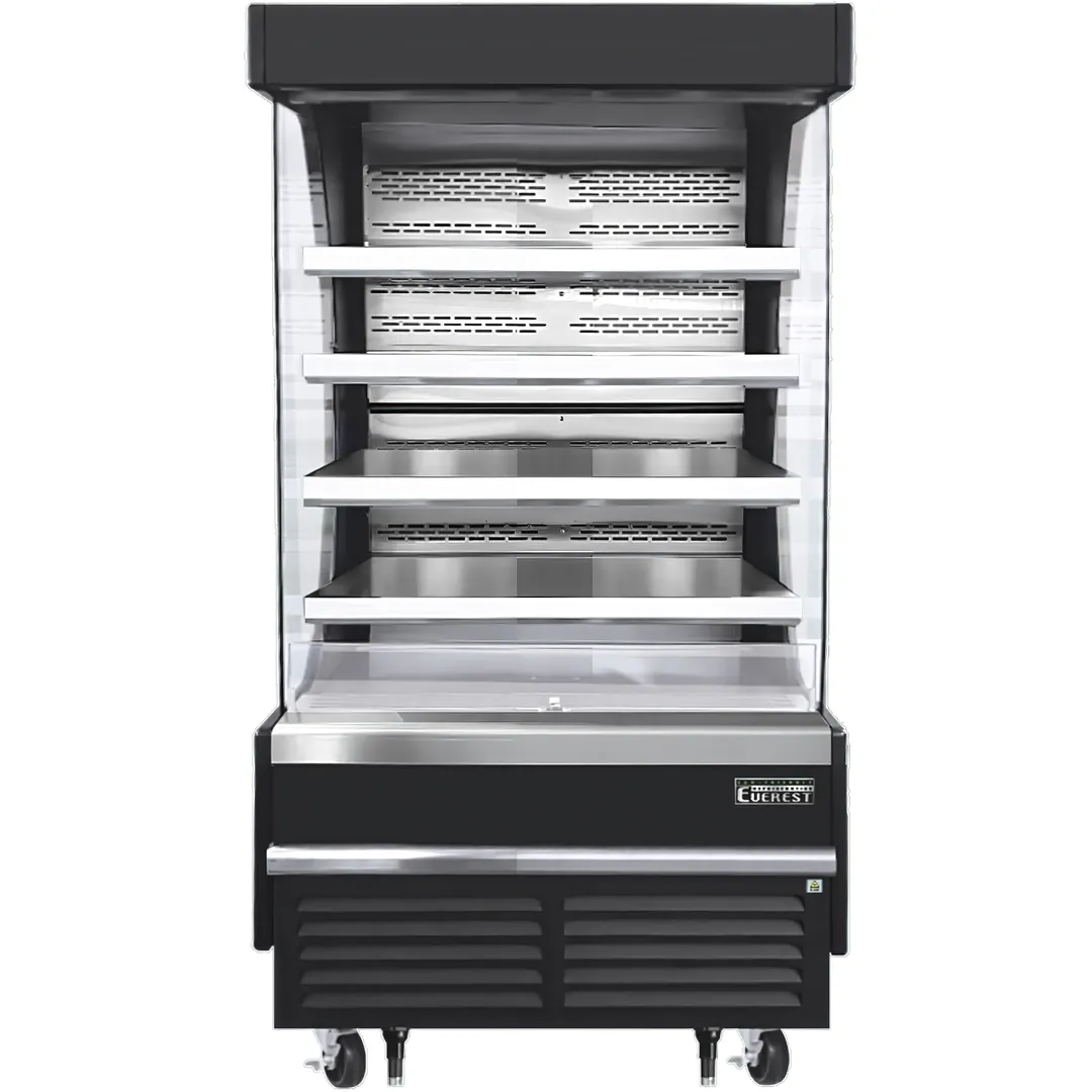 Everest EOMV-36-B-35-T 37" Vertical Open Air Merchandiser in Black, High Profile, 4 Shelves, 18.2 cu. ft.