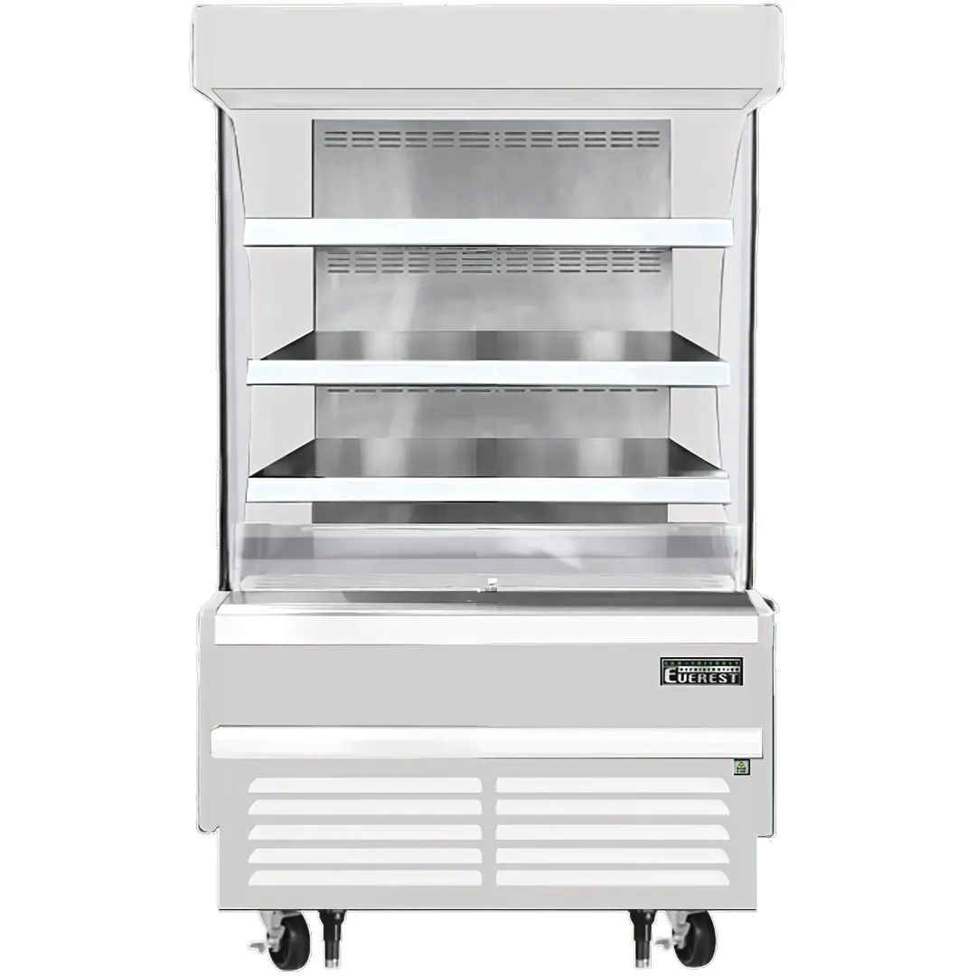 Everest EOMV-36-W-28-S 37" Vertical Open Air Merchandiser in White, High Profile, 3 Shelves, 9.3 cu. ft.