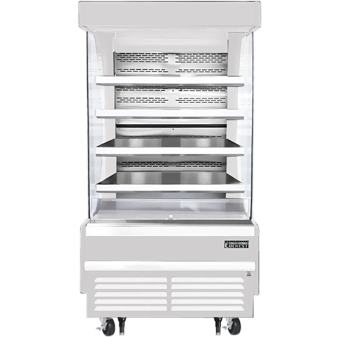 Everest EOMV-36-W-28-T 37" Vertical Open Air Merchandiser in White, High Profile, 4 Shelves, 12.8 cu. ft.