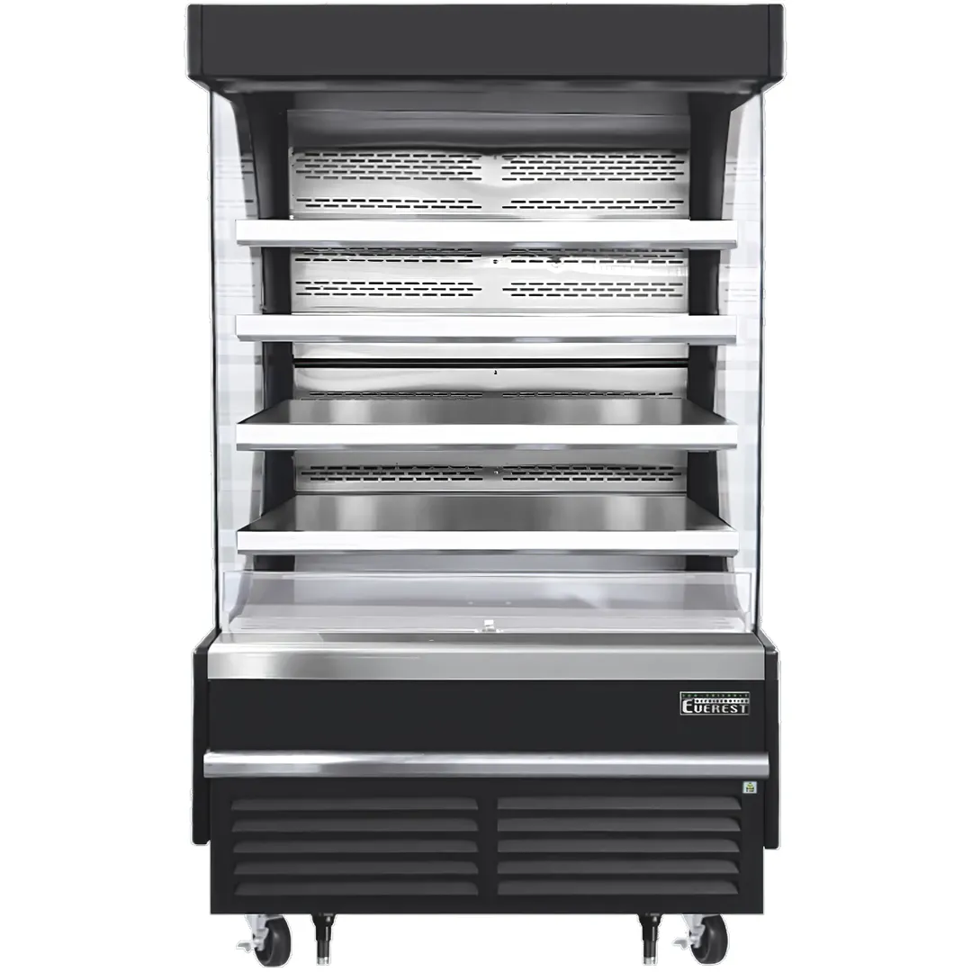 Everest EOMV-48-B-35-T 48" Vertical Open Air Merchandiser in Black, High Profile, 4 Shelves, 24 cu. ft.