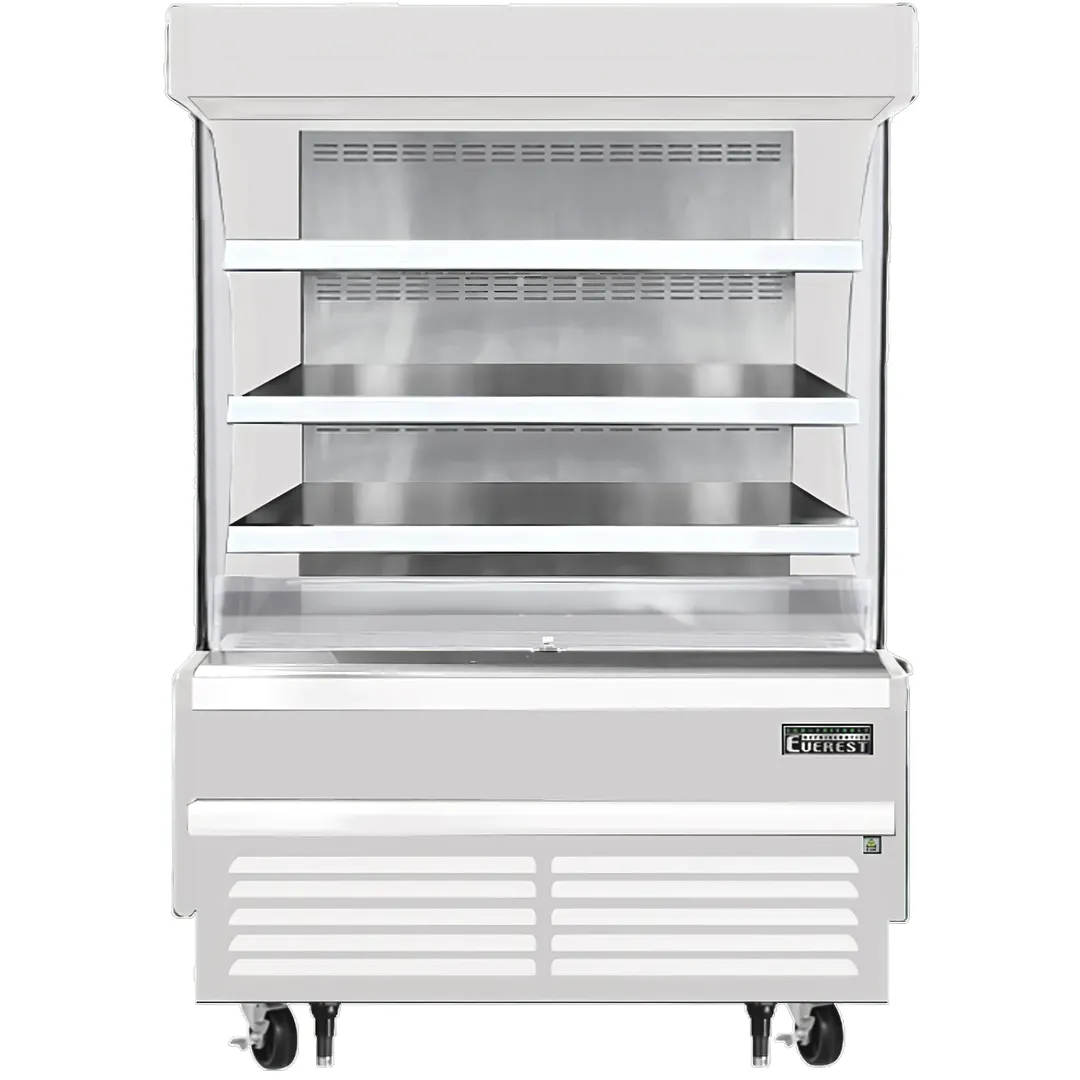 Everest EOMV-48-W-28-S 48" Vertical Open Air Merchandiser in White, High Profile, 3 Shelves, 12.2 cu. ft.