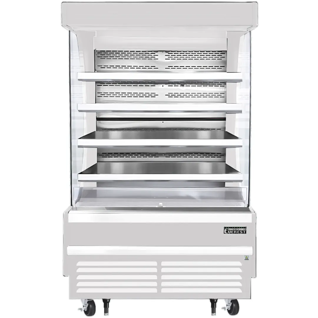 Everest EOMV-48-W-28-T 48" Vertical Open Air Merchandiser in White, High Profile, 4 Shelves, 16.8 cu. ft.