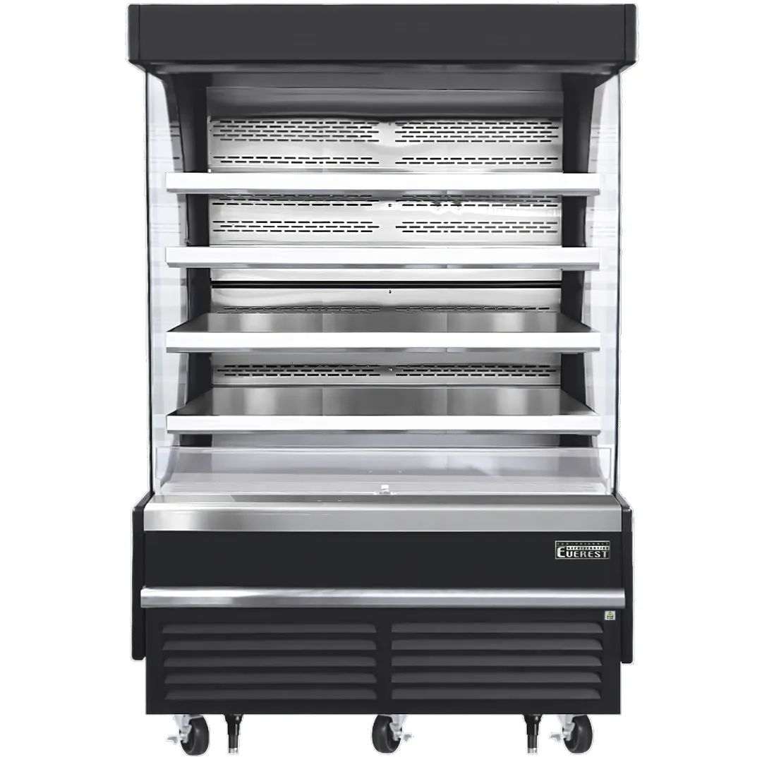 Everest EOMV-60-B-28-T 60" Vertical Open Air Merchandiser in Black, High Profile, 4 Shelves, 21.2 cu. ft.