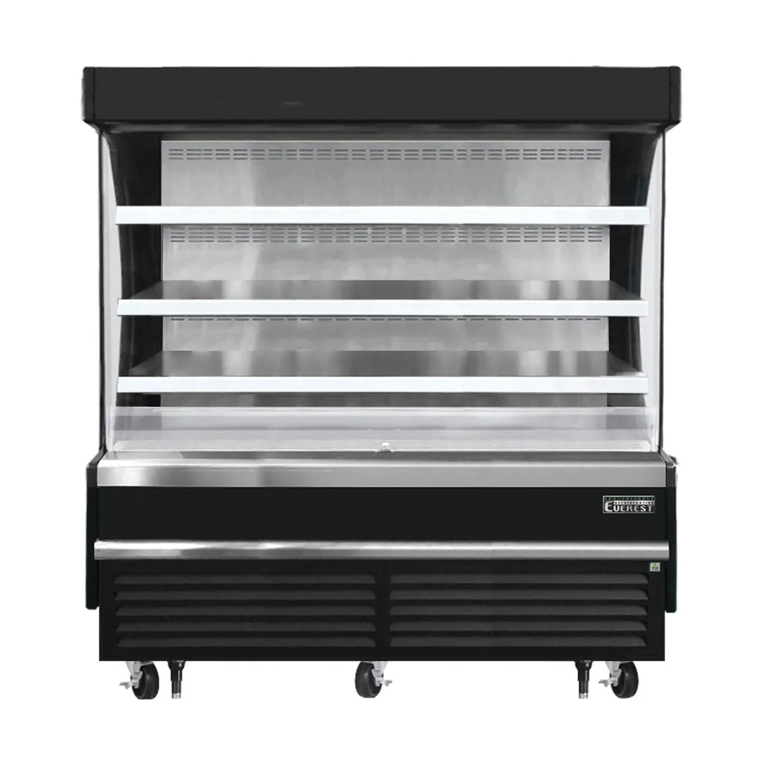 Everest EOMV-72-B-28-S 73" Vertical Open Air Merchandiser in Black, High Profile, 3 Shelves, 19 cu. ft.