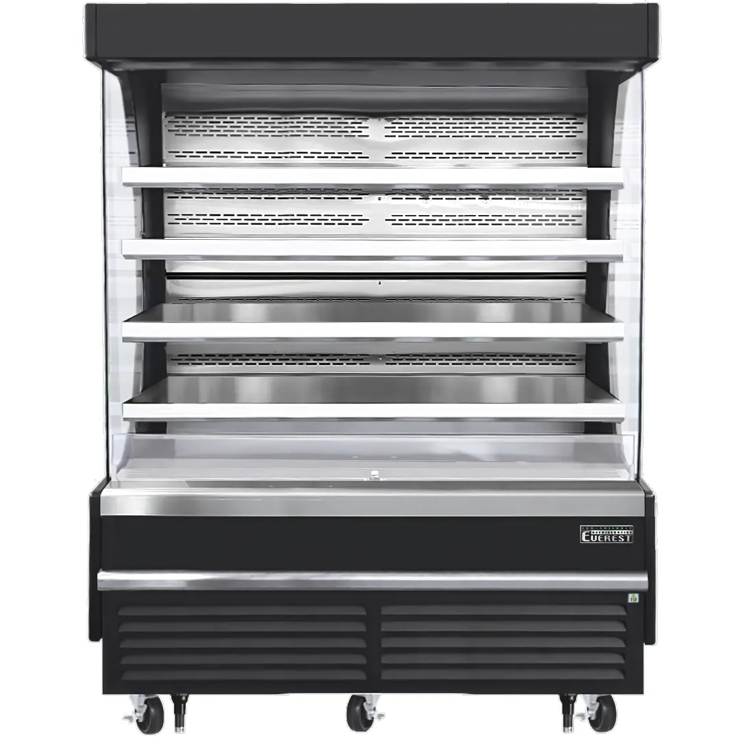 Everest EOMV-72-B-35-T 73" Vertical Open Display Merchandiser in Black, 4 Shelves, High Profile 37 cu. ft.
