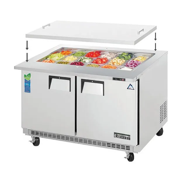 Everest EOTP2 47" Two Section Mega Top Sandwich/Salad Prep Table w/ 2 Doors, 18 Pans