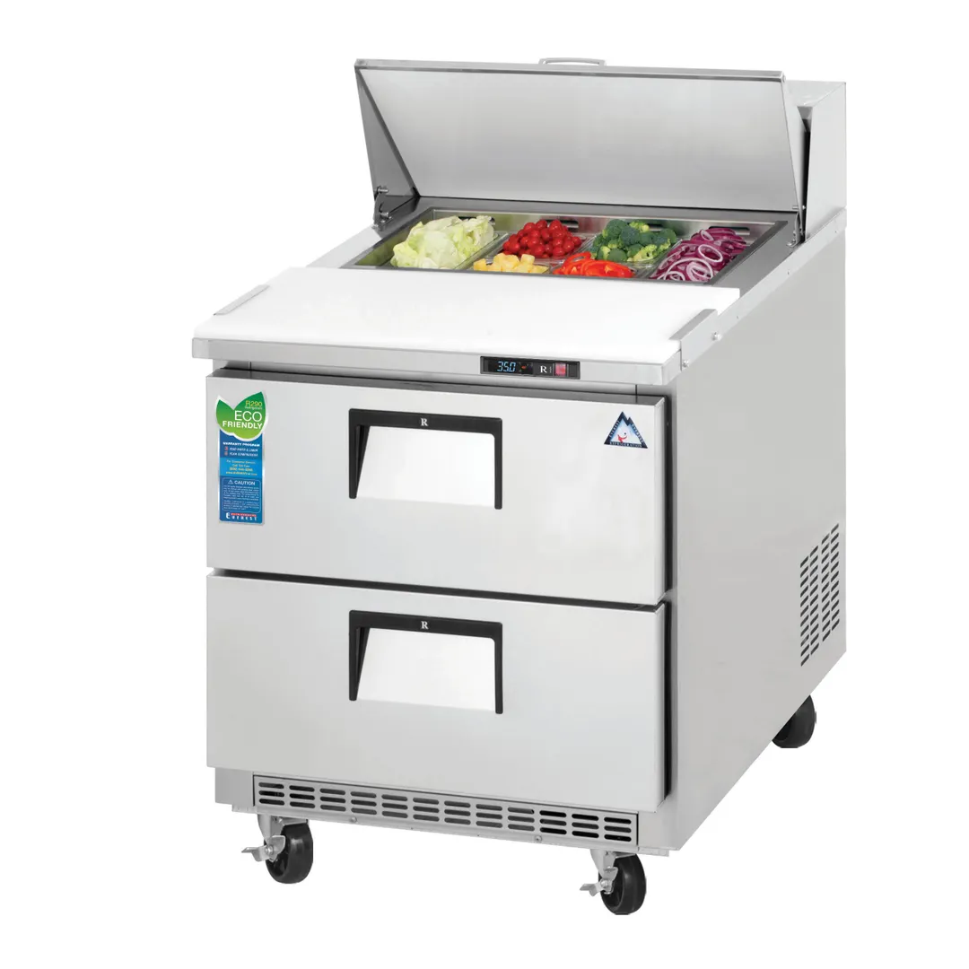 Everest EPBNR1-D2 27" One Section Refrigerated Sandwich/Salad Prep Table w/ 2 Drawers, 8 Pans
