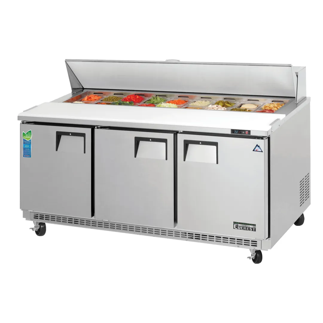 Everest EPBNR3 71" Three Section Refrigerated Sandwich/Salad Prep Table w/ 3 Doors, 18 Pans