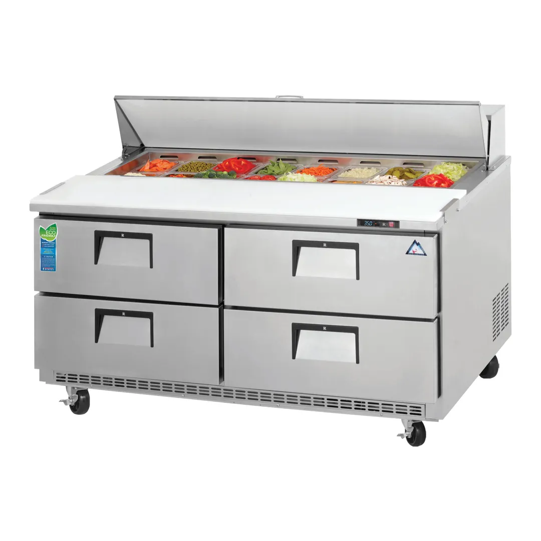 Everest EPBNWR2-D4 59" Two Section Sandwich/Salad Prep Table w/ 4 Drawers, 16 Pans