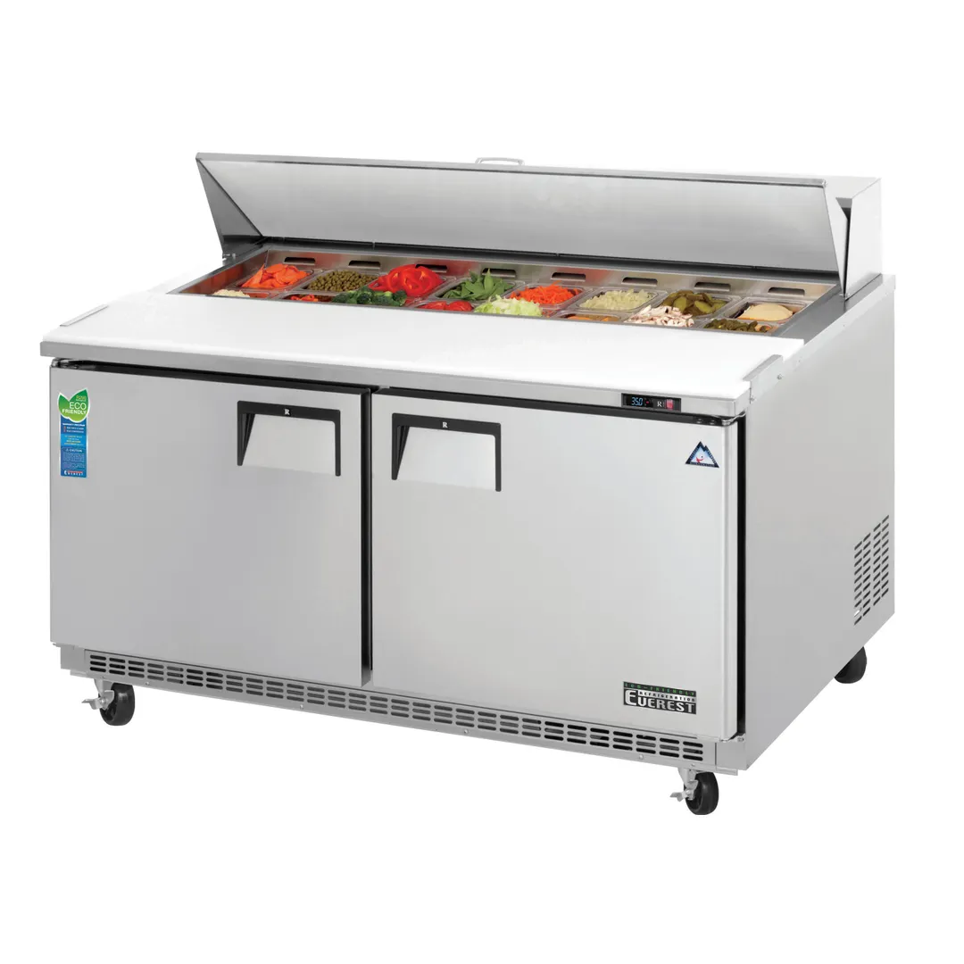 Everest EPBNWR2 59" Two Section Sandwich/Salad Prep Table w/ 2 Doors, 16 Pans