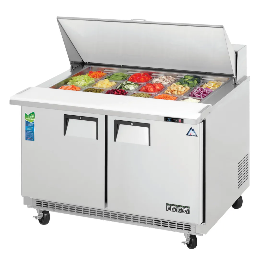 Everest EPBR2 47" Two Section Mega Top Sandwich/Salad Prep Table w/ 2 Doors, 18 Pans