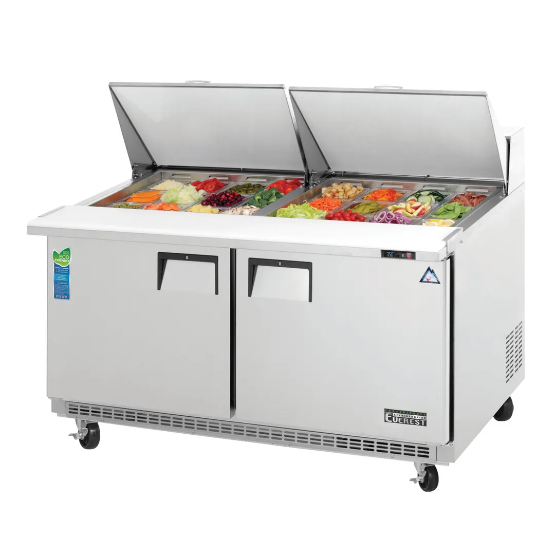 Everest EPBWR2 59" Two Section Mega Top Sandwich/Salad Prep Table w/ 2 Doors, 24 Pans