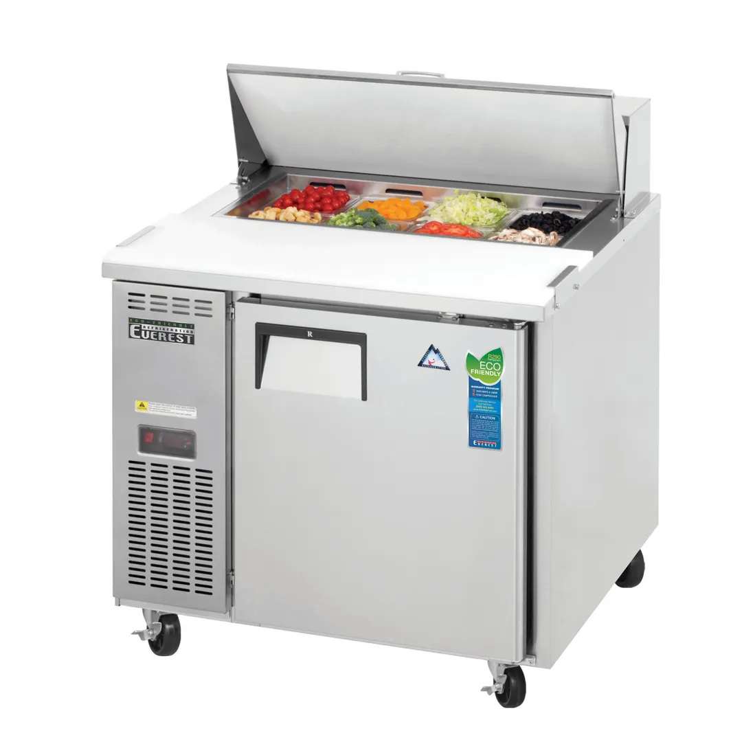 Everest EPR1-24 35" One Section Sandwich/Salad Prep Table w/ 1 Door, 8 (1/9 size) Pans