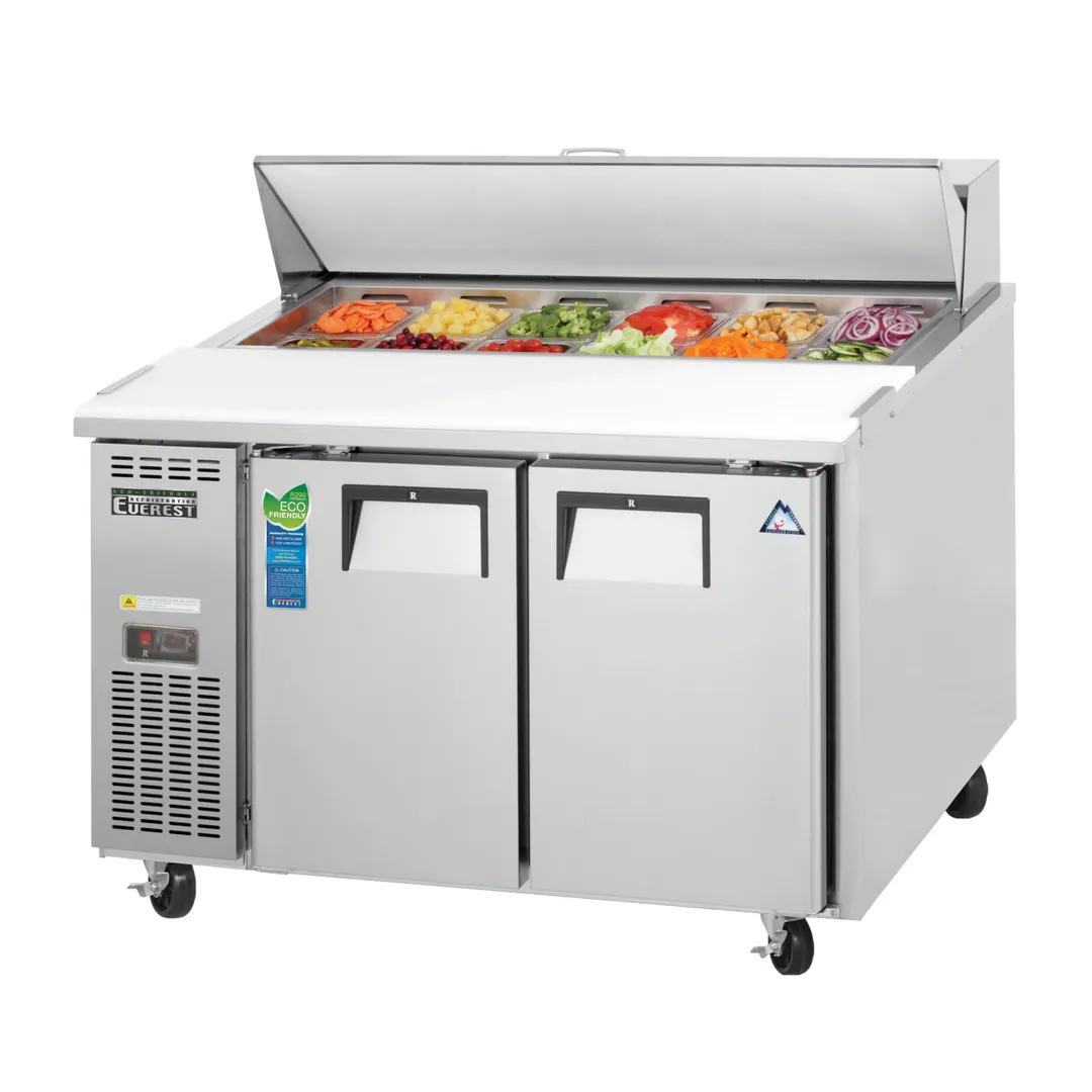 Everest EPR2 47" Two Section Refrigerated Sandwich/Salad Prep Table w/ 2 Doors, 12 Pans