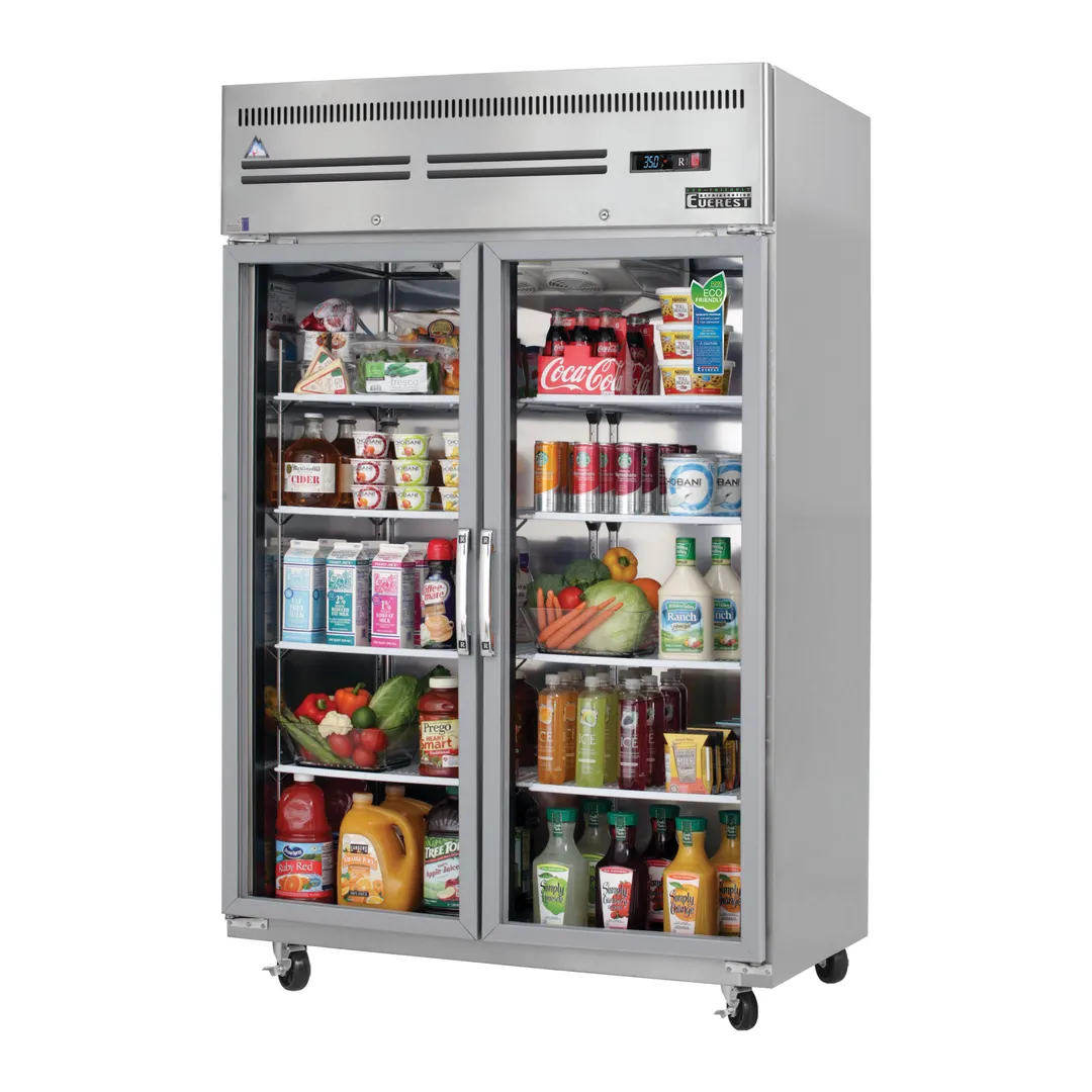 Everest ESGR2 49" 2-Section Reach-In Refrigerator w/ 2 Glass Full Doors, Top Mount, Stainless Steel, 48 cu. ft.
