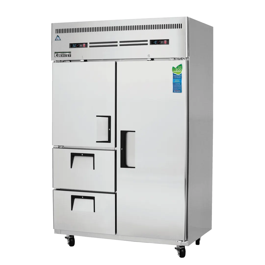 Everest ESRF2D2 49" 2-Section Reach-In Refrigerator Freezer Combo, 1 Full /1 Half Solid Doors & 2 Drawers, 22.0 (R) & 22.0 (F) cu. ft.