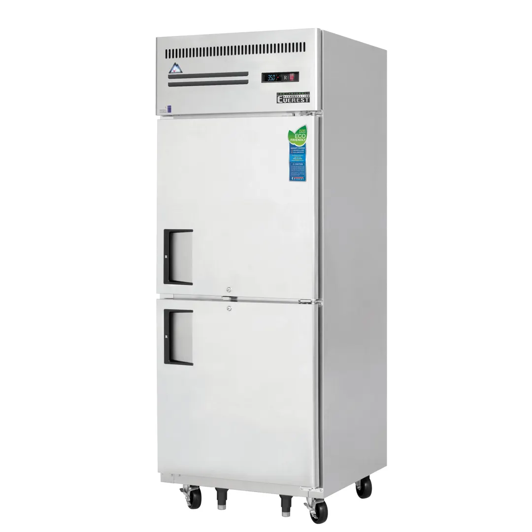 Everest ESRH2 29" 1-Section Reach-In Refrigerator w/ 2 Solid Half Doors, Top Mount, Stainless Steel, 23 cu. ft.