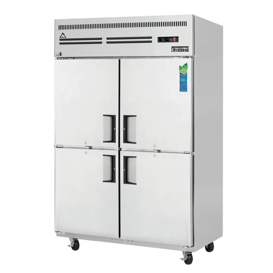 Everest ESRH4 49" 2-Section Reach-In Refrigerator w/ 4 Solid Half Doors, Top Mount, Stainless Steel, 48 cu. ft.