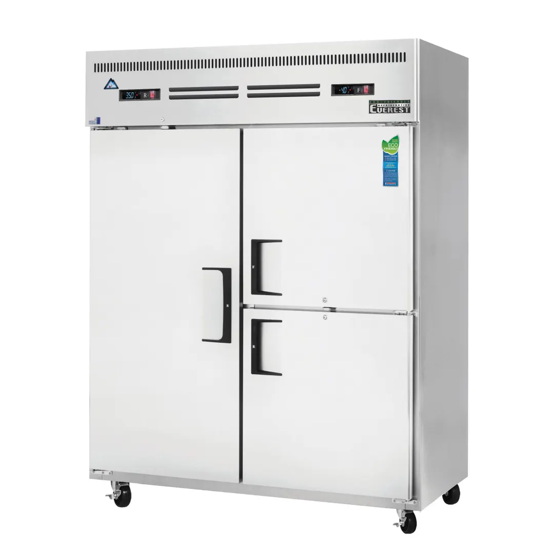 Everest ESWQ3 59" 2-Section Reach-In Refrigerator Freezer Combo, 1 Full /2 Half Solid Doors, 39 (R) & 13 (F) cu. ft.
