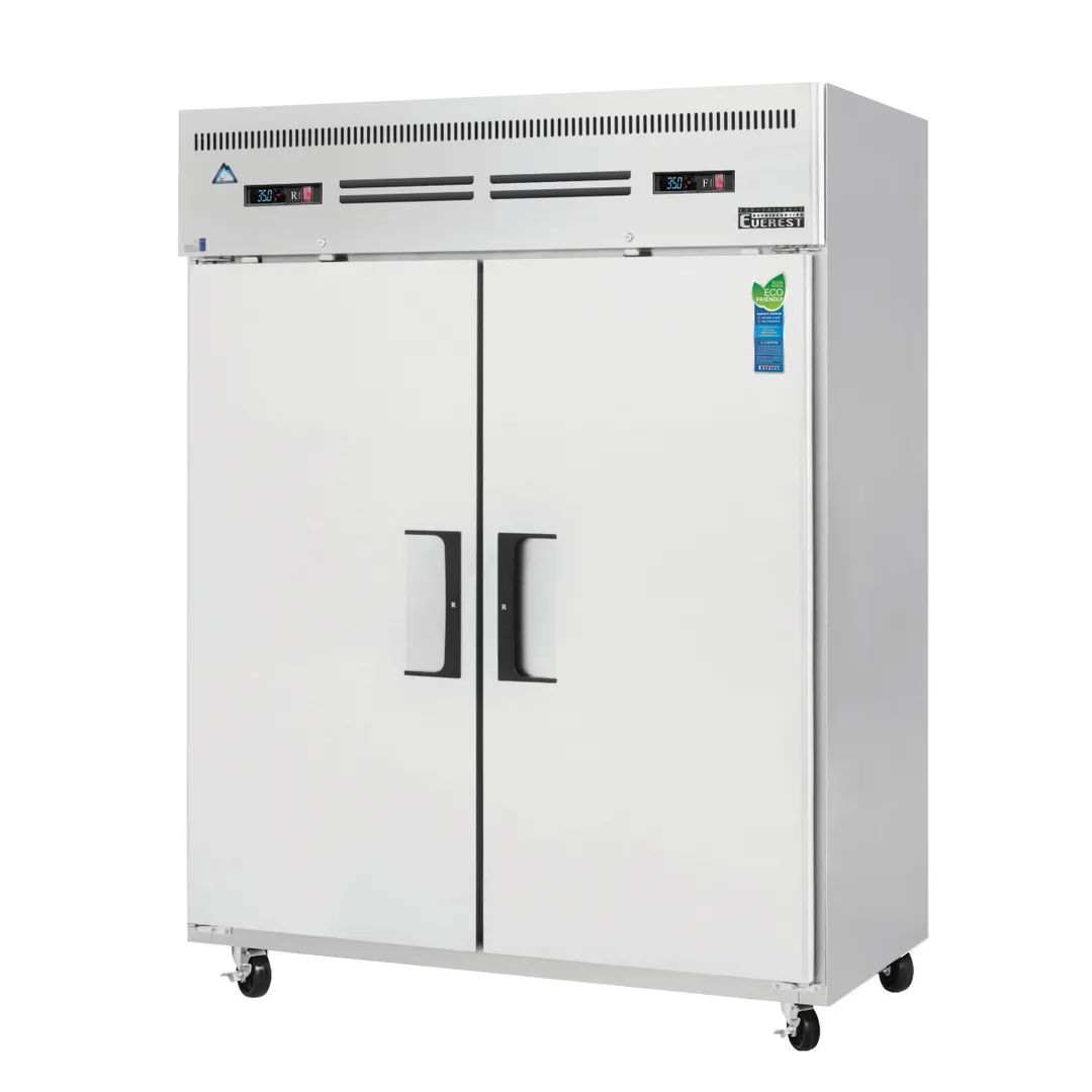 Everest ESWRF2 59" 2-Section Reach-In Refrigerator Freezer Combo w/ 2 Solid Doors, Top Mount