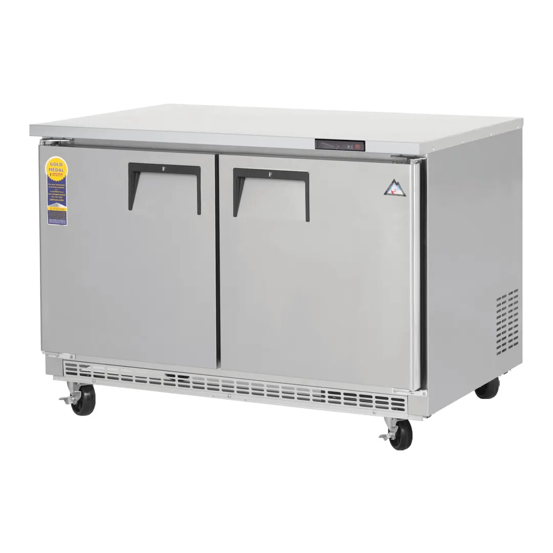 Everest ETBF2 48" 2-Door Undercounter Freezer, Stainless Steel, Front Breathing, 14 cu. ft.