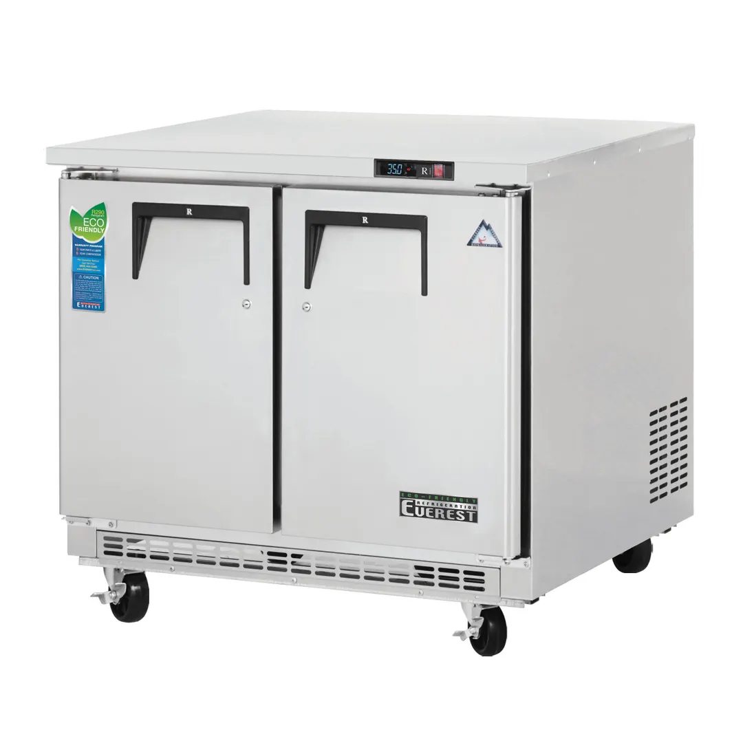 Everest ETBSR2 36" 2-Door Undercounter Refrigerator, Stainless Steel, Front Breathing, 10 cu. ft.