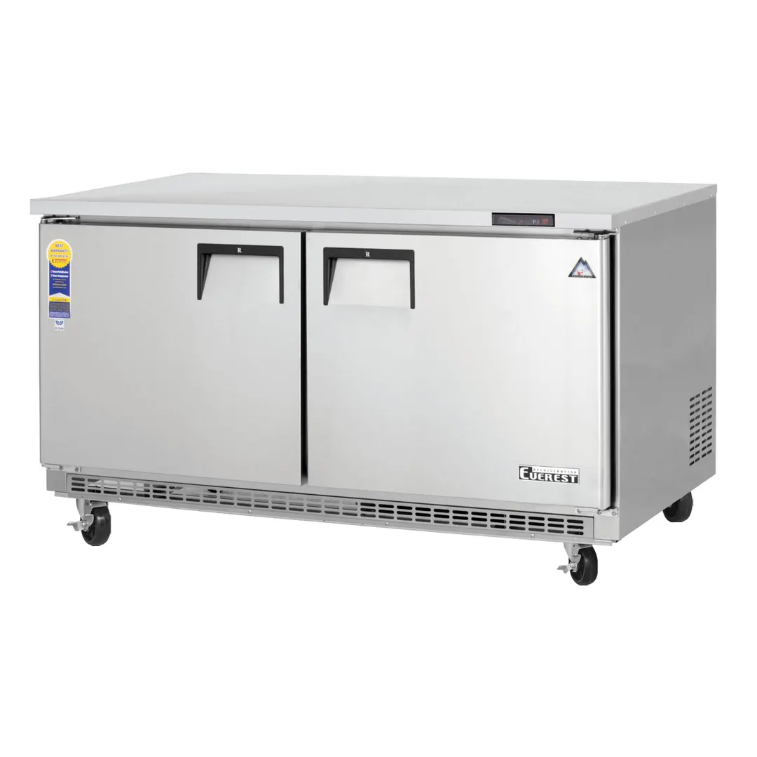 Everest Refrigeration ETBWF2 59" 2-Door Undercounter Freezer, Stainless Steel, Front Breathing, 18 cu. ft.