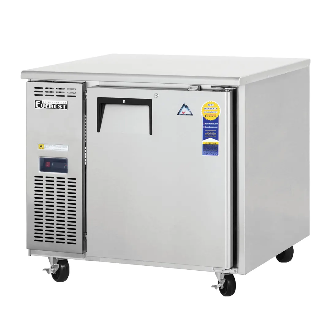 Everest ETF1 36" 1-Door Undercounter Freezer, Stainless Steel, 9 cu. ft., Self-Contained, LED Display