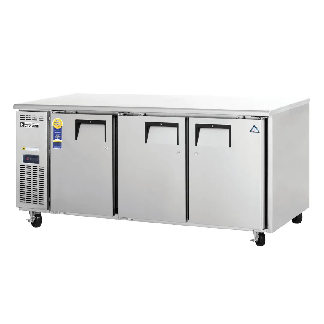 Everest Refrigeration ETF3 71" 3-Solid Door Worktop Freezer, Stainless Steel, 22.0 cu. ft.
