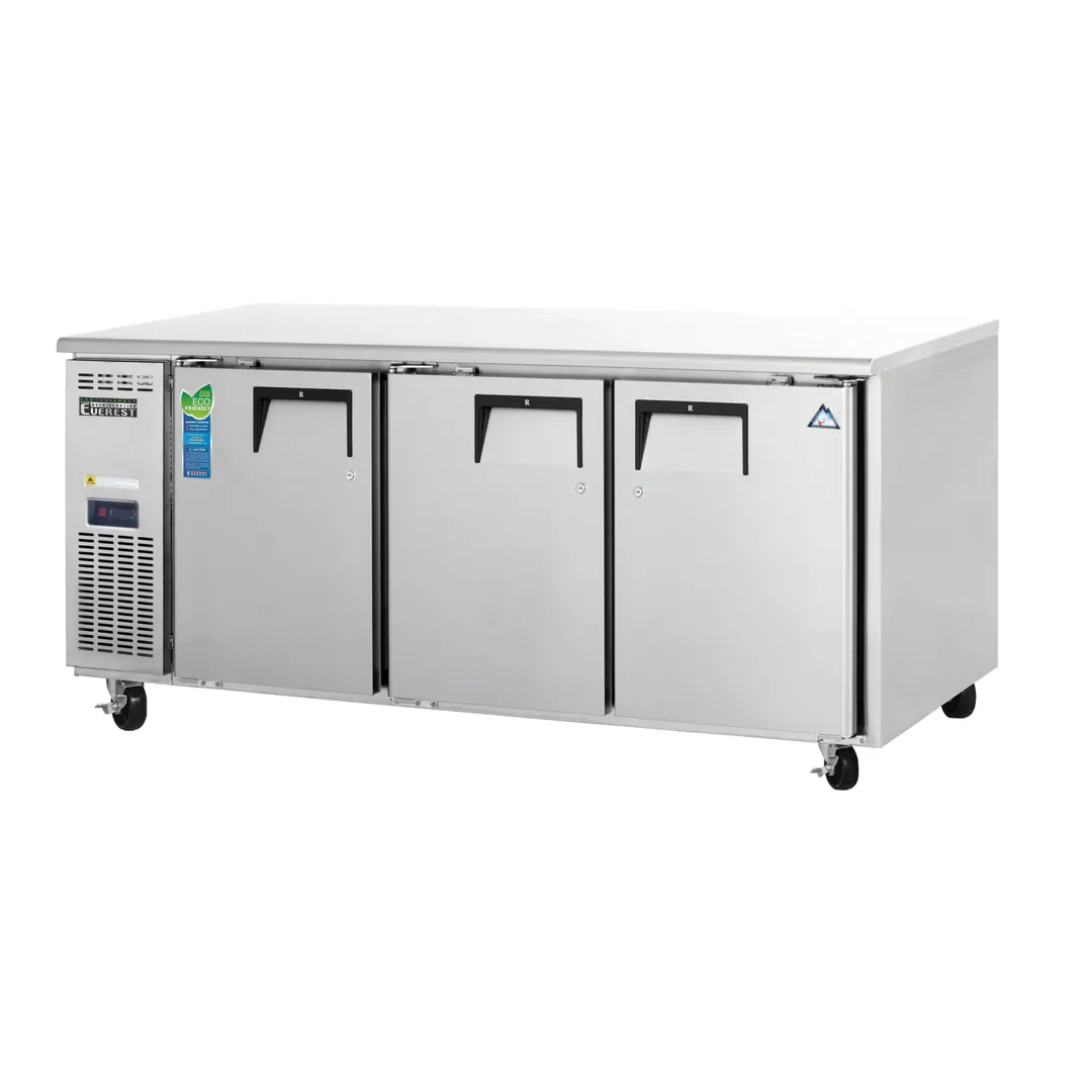 Everest ETR3 71" Three Section Undercounter Refrigerator w/ 3 Doors, 22 cu. ft.
