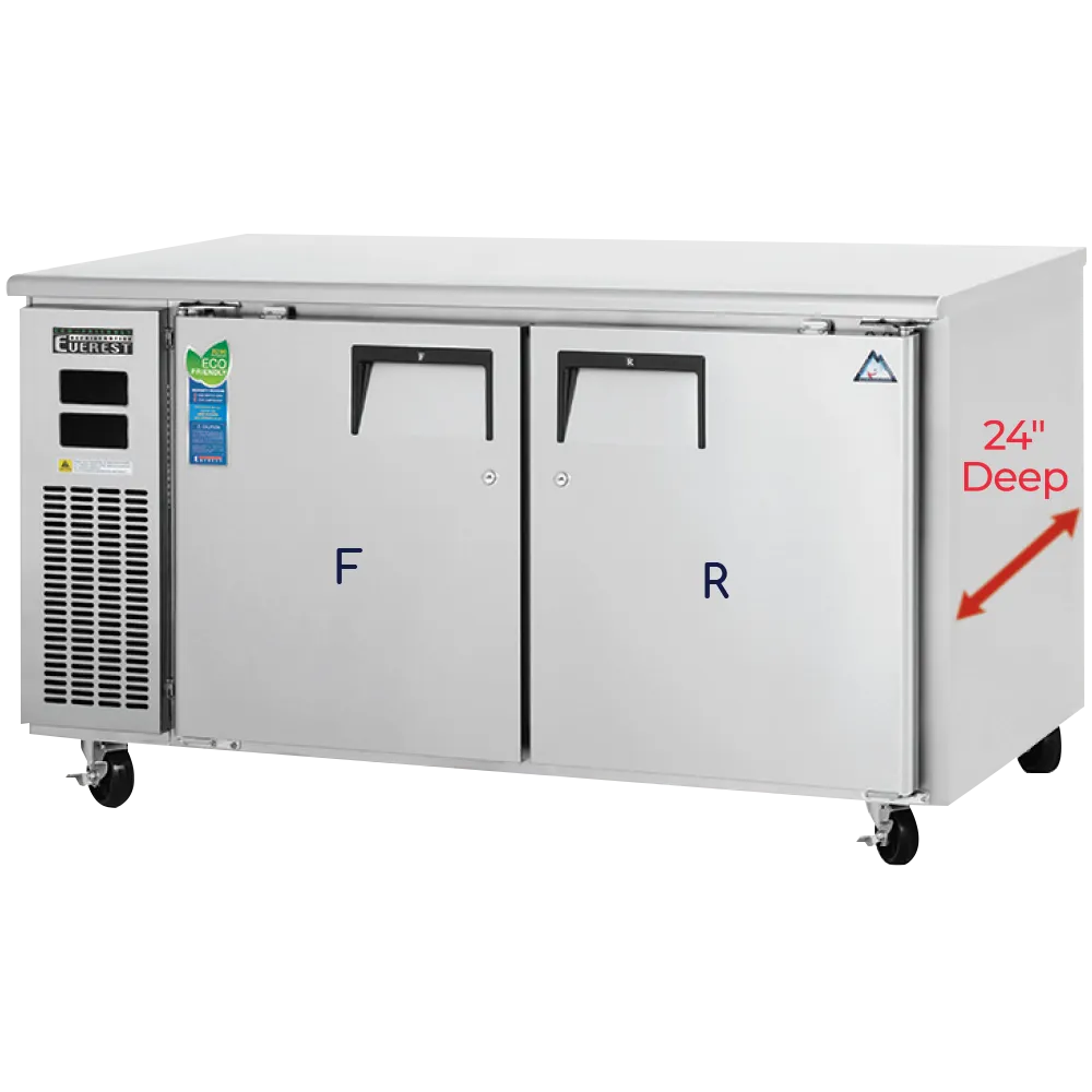 Everest Refrigeration ETRF2-24 59" Undercounter/Worktop Refrigerator Freezer w/ 2 Doors,  6.0 (R) & 6.0 (F) cu. ft.