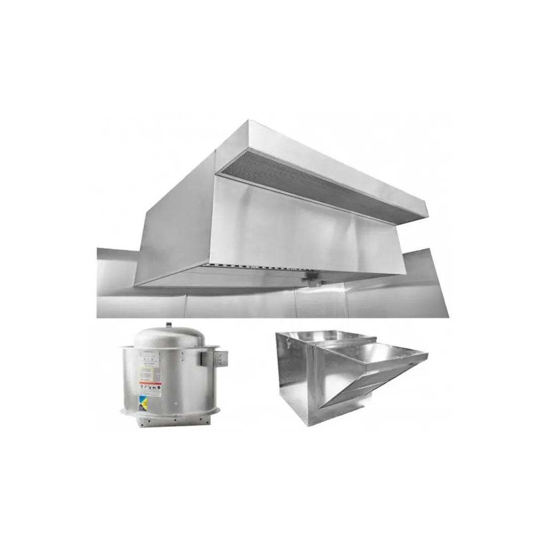 HoodMart EXH016PSP 16 FT Restaurant Hood System w/ PSP Makeup-Air, 18 Gauge 430 SS