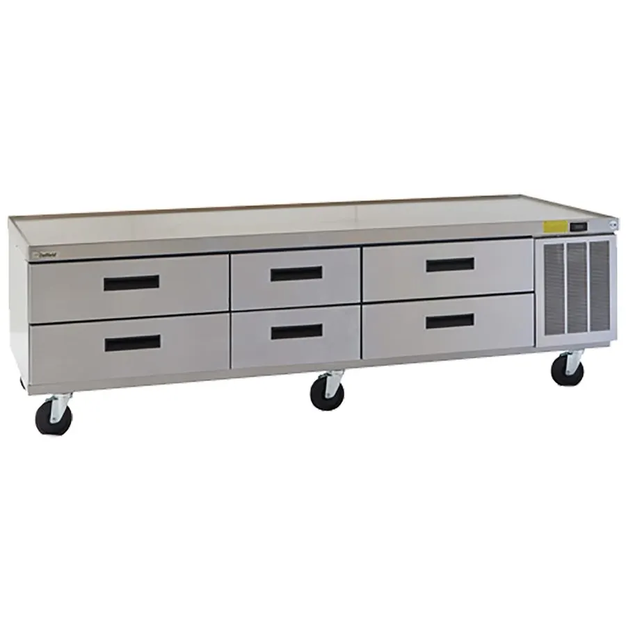 Delfield F2987CP 87" 3-Section Low Profile Refrigerated Chef Base w/ 6 Drawers