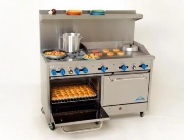 Comstock-Castle F3226-36 60" Gas Restaurant Range w/ (4) Open Burners, (1) 36" Griddle, (2) Standard Ovens, 240.000 BTU