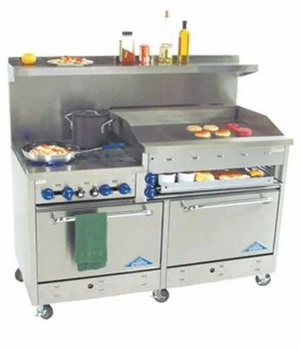 Comstock-Castle F3226-36B 60" Gas Restaurant Range w/ (4) Open Burners, (1) 36" Raised Griddle, (2) Standard Ovens, 240.000 BTU