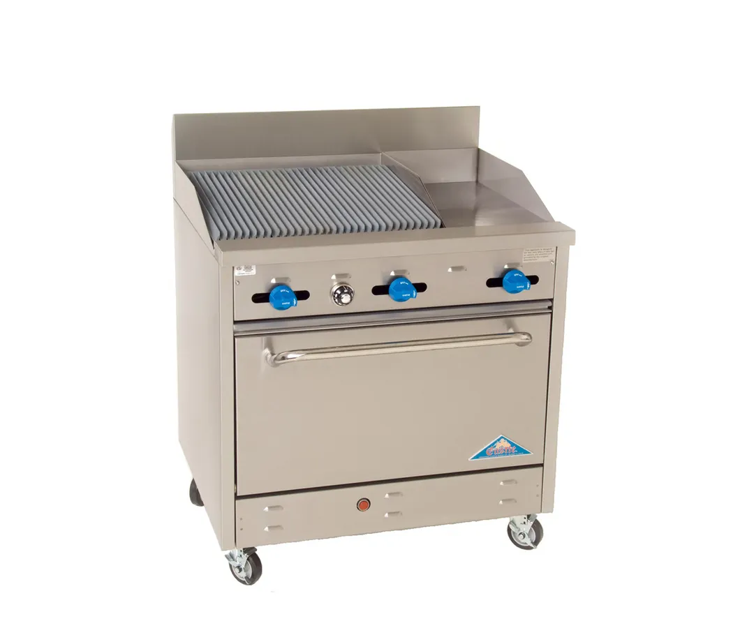 Comstock-Castle F330-12-2RB 36" Gas Restaurant Range w/ (1) 12" Griddle, (1) 24" Charbroiler, (1) Standard Oven, 114.000 BTU 