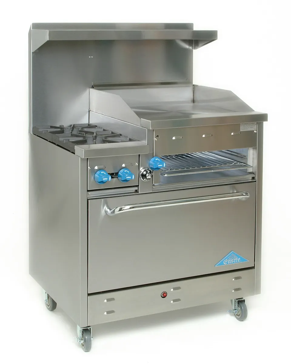 Comstock-Castle F330-24B 36" Gas Restaurant Range w/ (2) Open Burners, (1) 24" Raised Griddle, (1) Standard Oven, 132.000 BTU