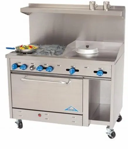 Comstock-Castle F3430-12 48" Gas Restaurant Range w/ (6) Open Burners, 12" Griddle, (1) Standard Oven, (1) Cabinet Base, 246.000 BTU