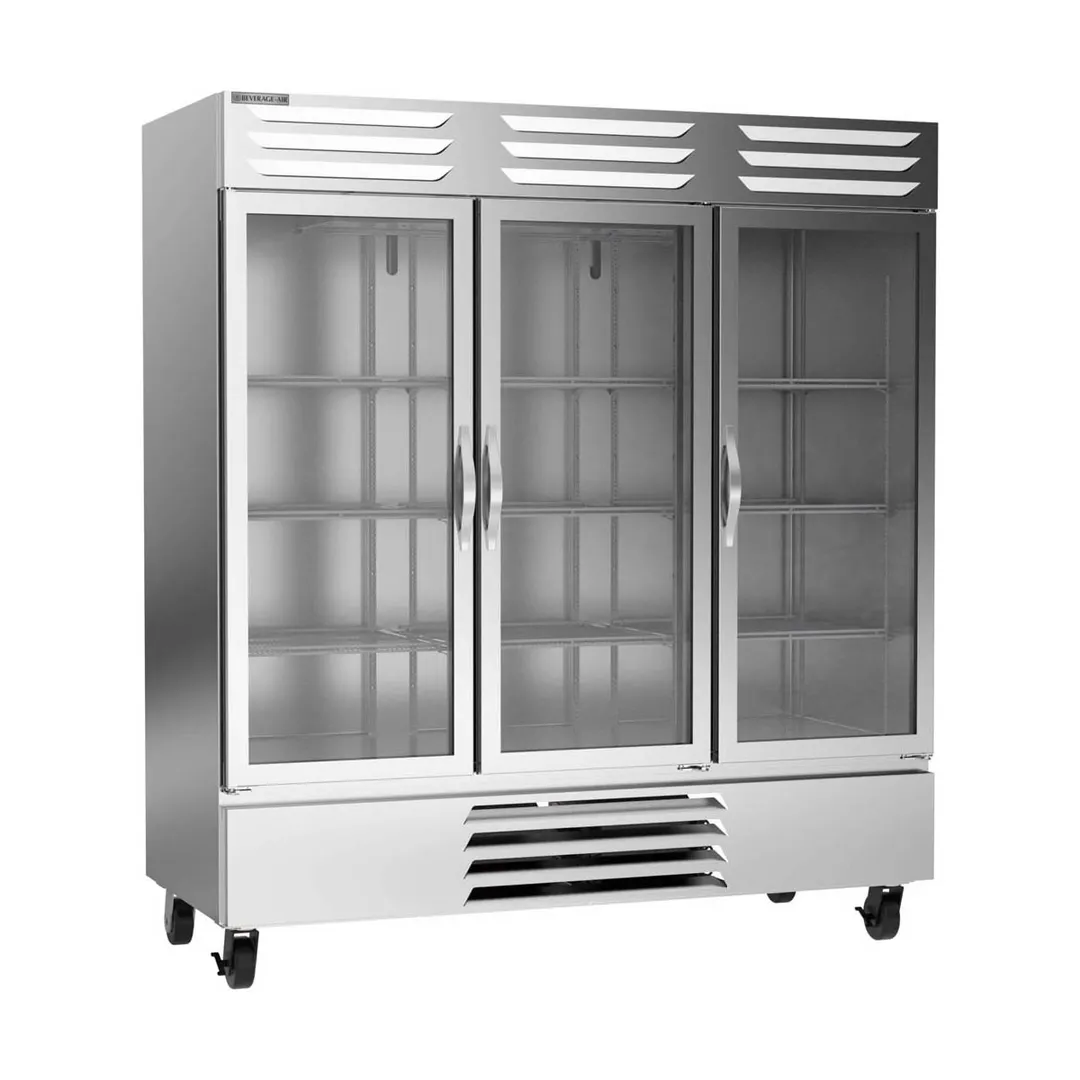 Beverage Air FB72HC-5G 75" 3-Glass Door Reach-In Freezer, Bottom Mount, 68.43 cu. ft., Stainless Steel Front