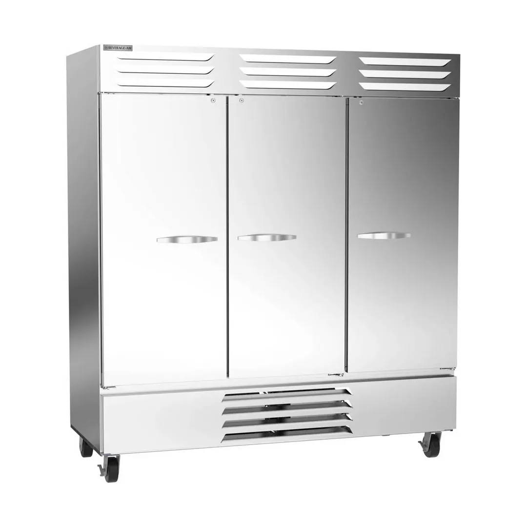 Beverage Air FB72HC-5S 75" 3-Solid Door Reach-In Freezer, Bottom Mount, 68.43 cu. ft., Stainless Steel Front