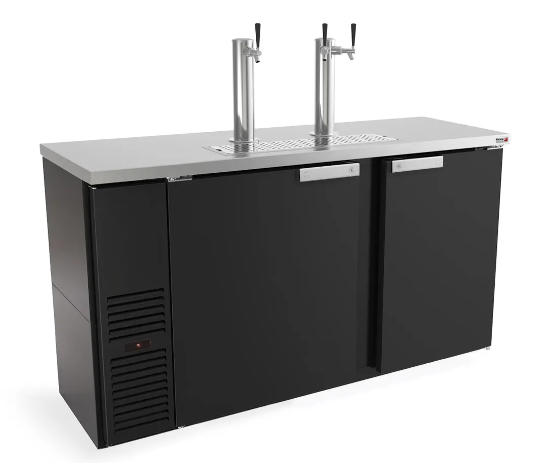 Fagor FDD-24-60 Draft Beer Cooler, 60" Black, 3‑Tap 3‑Keg 1/2 Barrel, 2‑Column Direct Draw