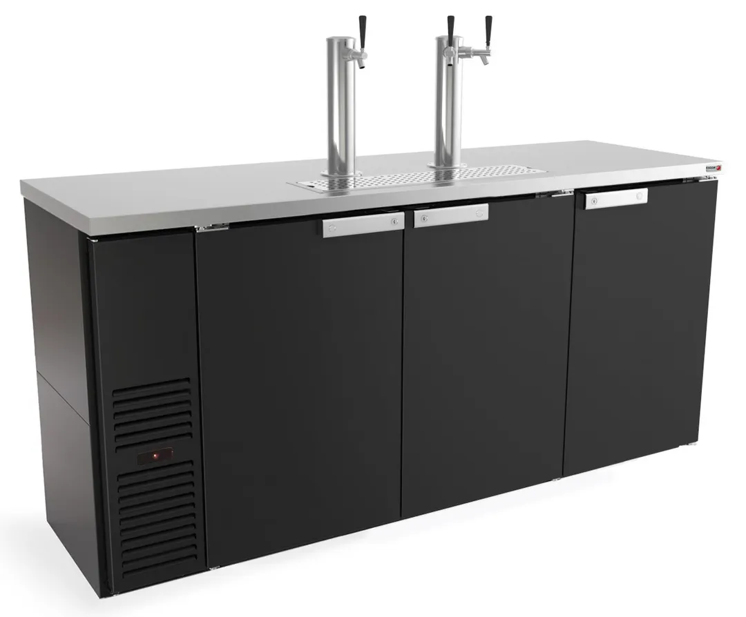 Fagor FDD-24-72 Slim Draft Beer Cooler, 72" Black, 3‑Tap 1/2‑Barrel Kegs, Side‑Mounted Compressor