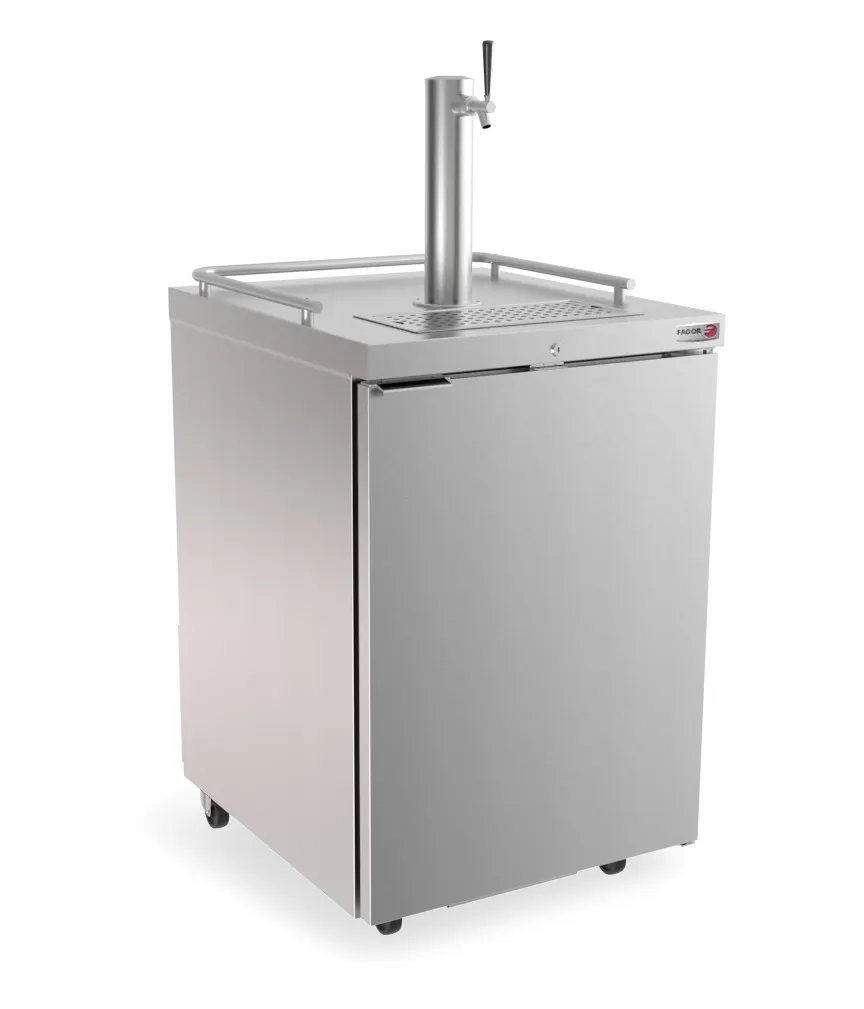 Fagor FDD-24S-N 24" Draft Beer Cooler, 1‑Keg Stainless Steel, 1‑Tap Tower, Lockable Door, Castors