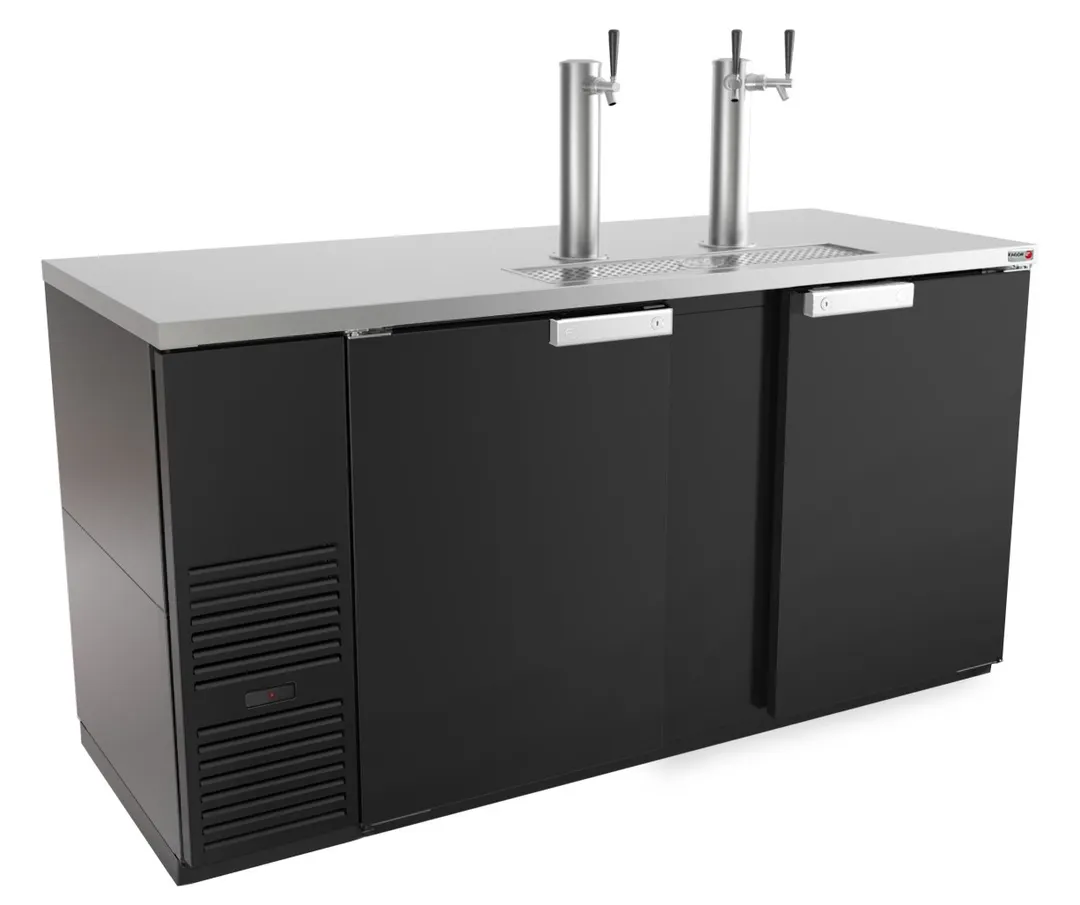 Fagor FDD-69-N Draft Beer Cooler, 69" Width, 3‑Keg, Black, 2‑Column 3‑Tap, 1/3 hp, CETLus UL NSF